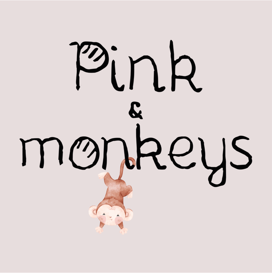 logo pink and monkeys